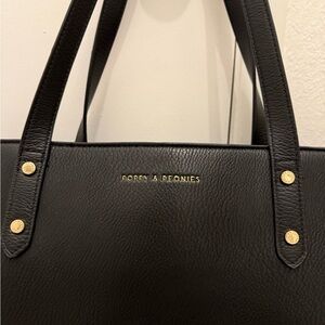 Poppy & Peonies Black work Tote with Gold Accents